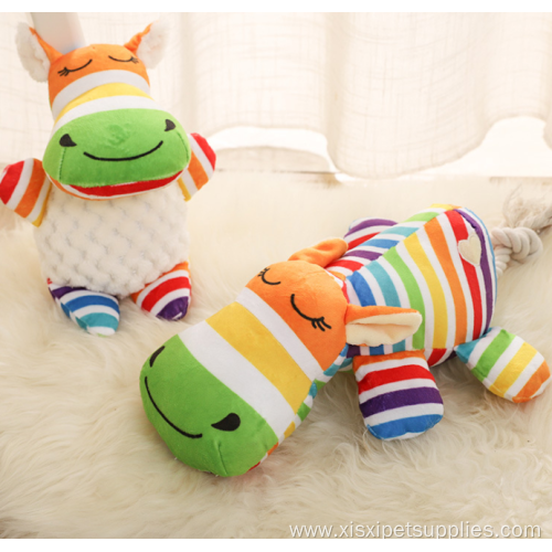 Interactive colorful plush teeth cleaning dog chew toy